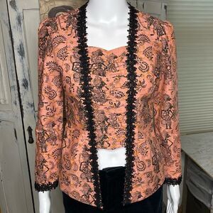 Handmade Unique Batik Wayang Pink Black Top Blouse
